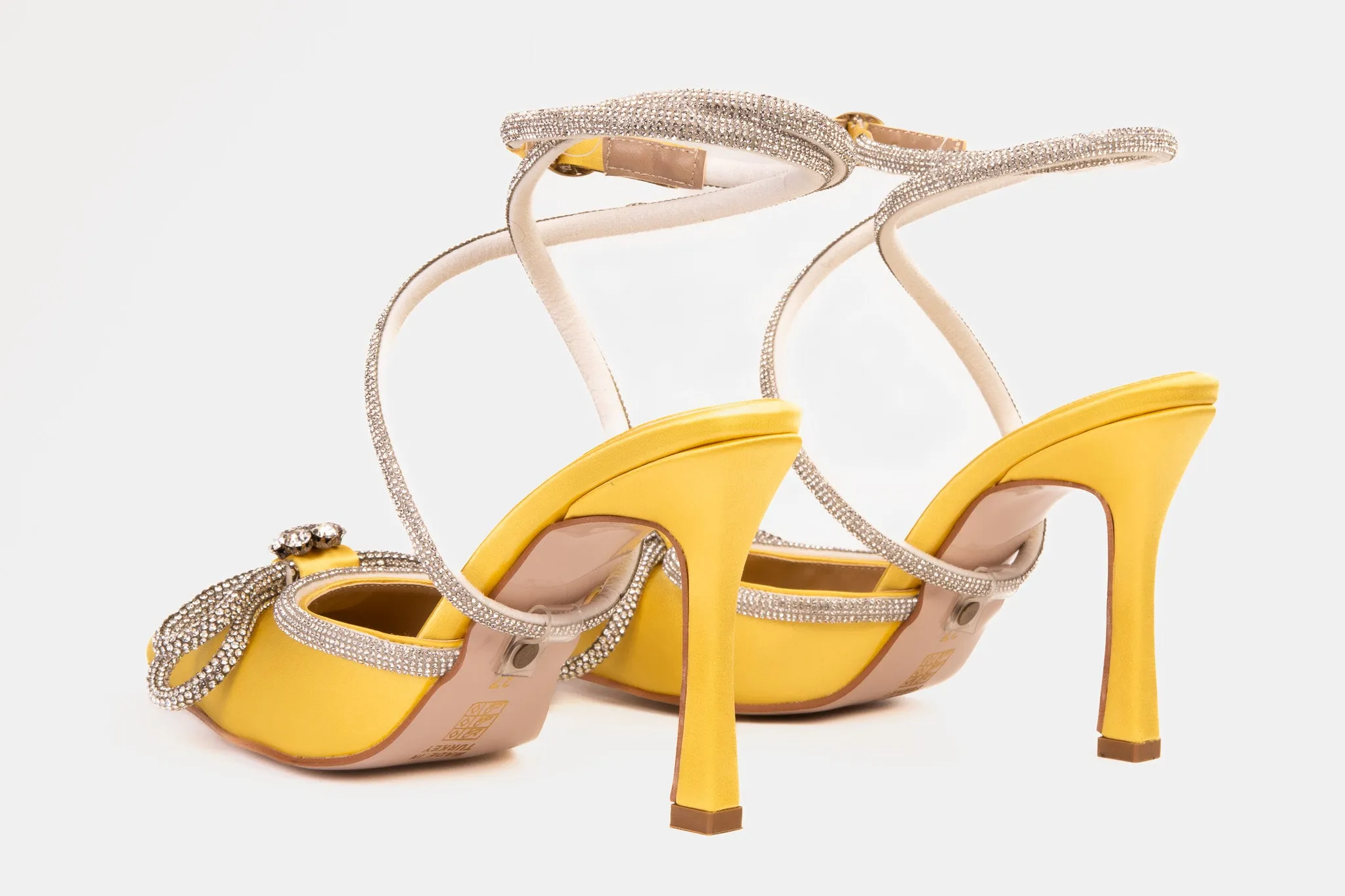 The Floransa Yellow Leather Pointy Toe Ankle Strap Women Sandal