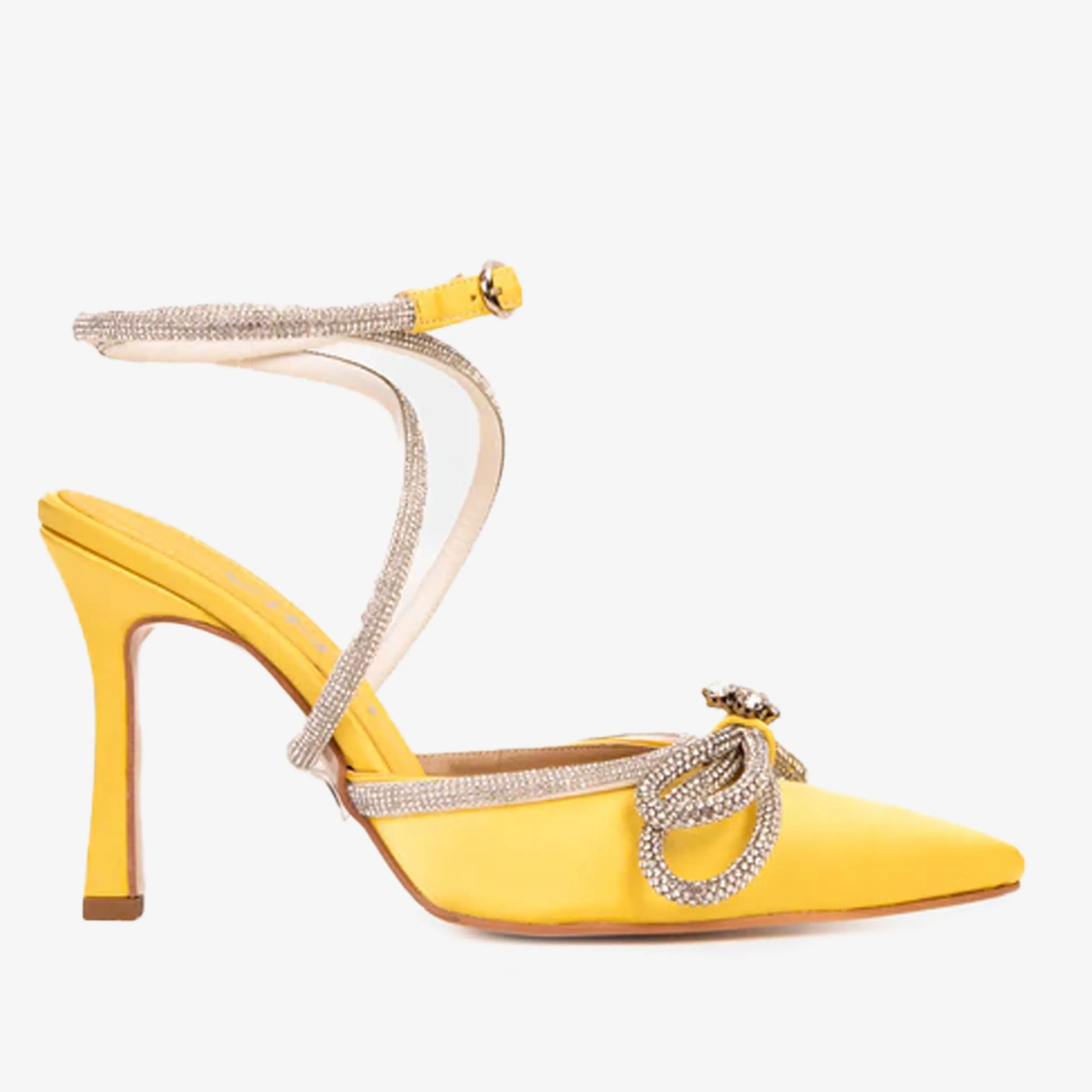 The Floransa Yellow Leather Pointy Toe Ankle Strap Women Sandal