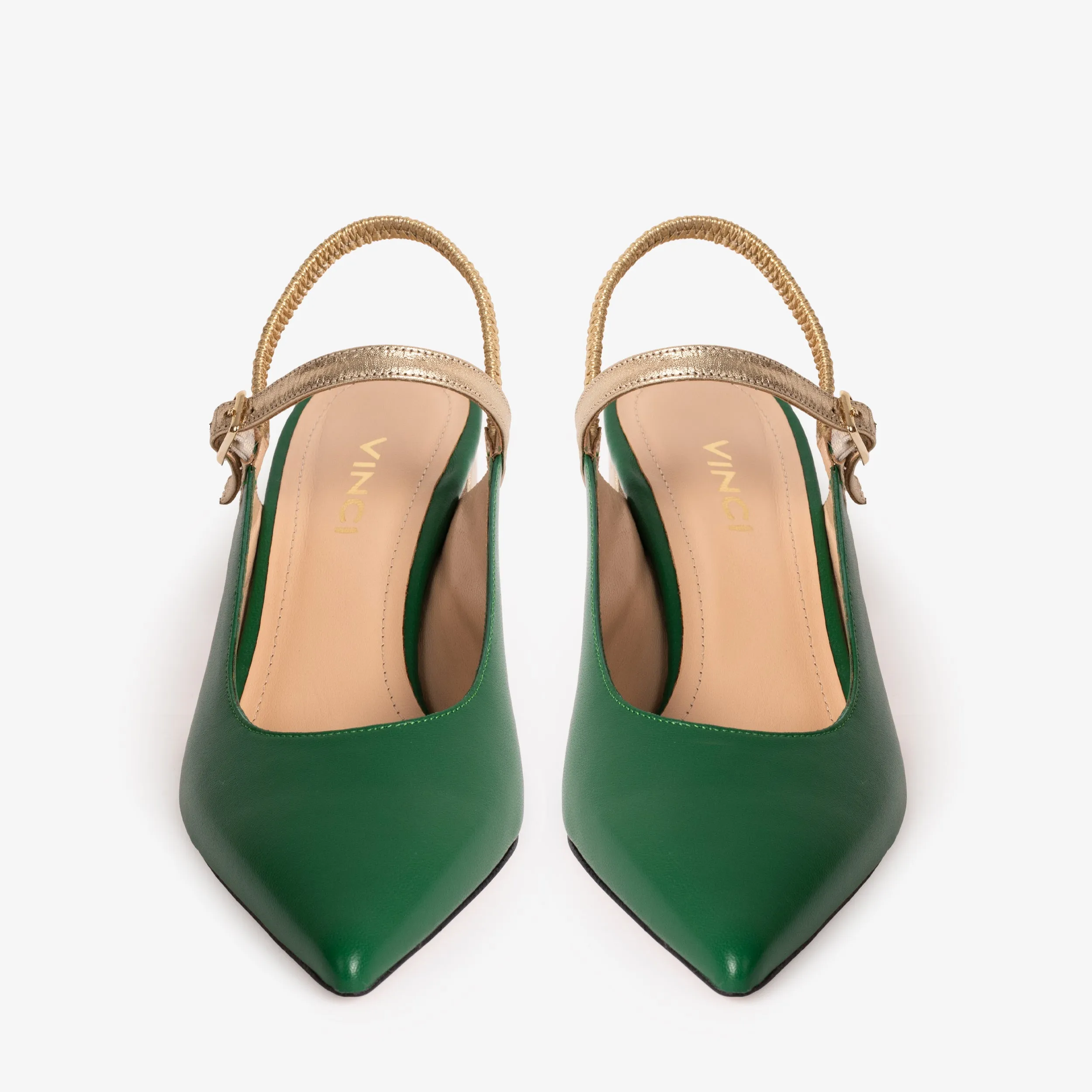 The Pompei Green Leather Women Slingback Shoe