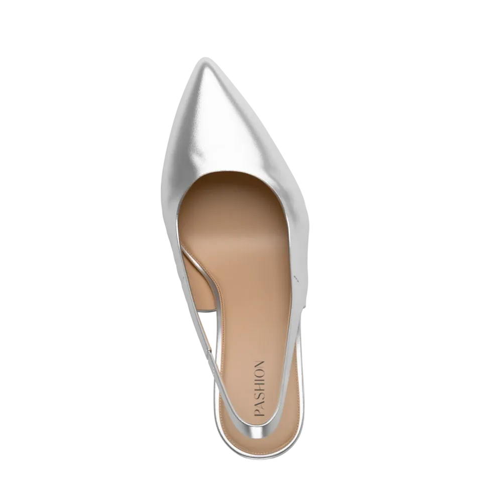 The Slingback - Matte Silver Flat