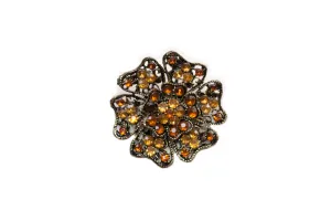 Topaz Rhinestone Floral Brooch 1.50" - 1 Piece