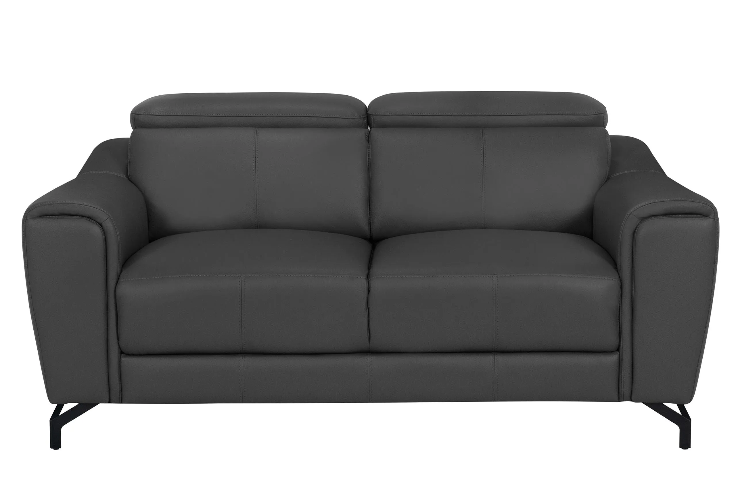 U6008 DARK GREY LEATHER LOVESEAT