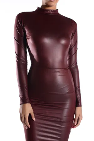 Vegan leather bodysuit (Burgandy)