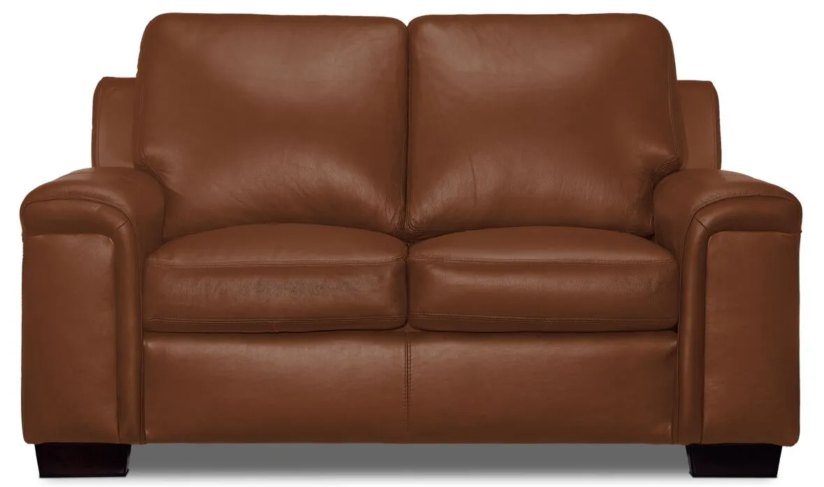 Webster Leather Loveseat - Saddle