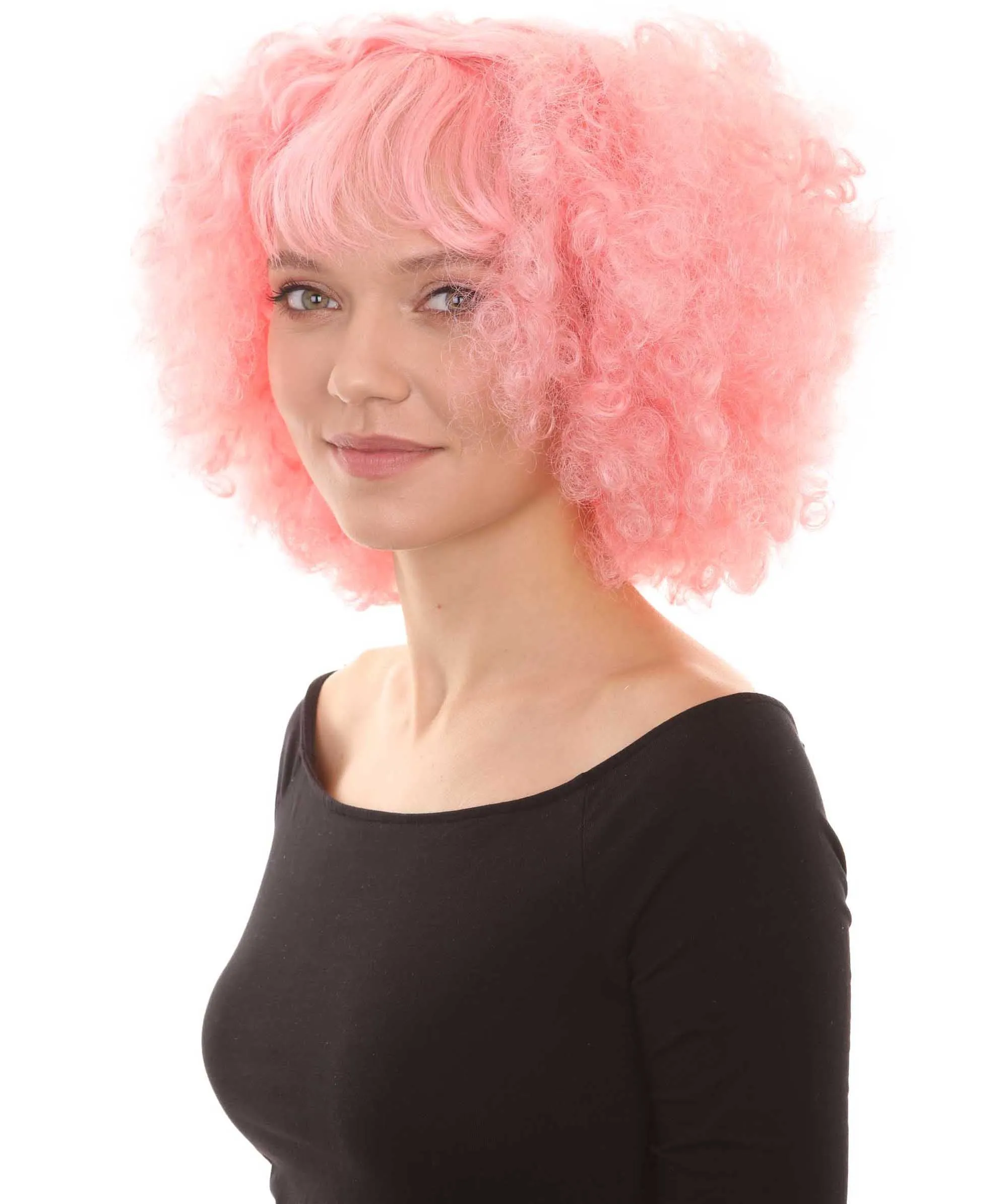 Women's Short Pink Cute Curly Wavy Wig | Party Ready Fancy Cosplay Halloween Wig | Premium Breathable Capless Cap