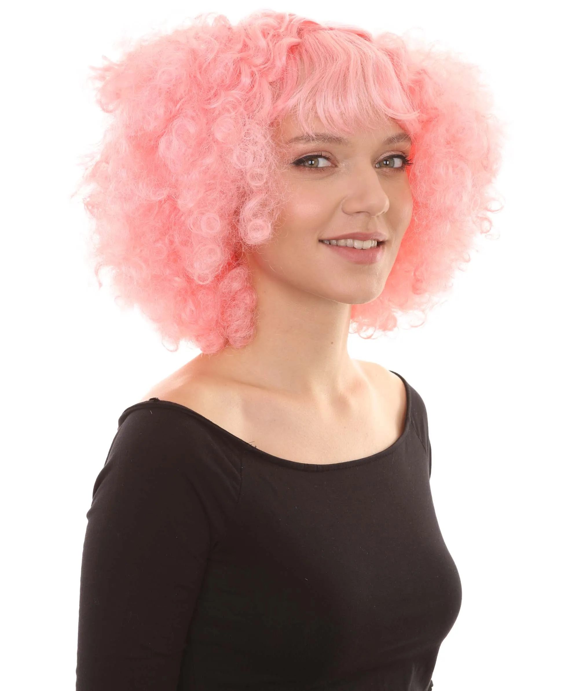 Women's Short Pink Cute Curly Wavy Wig | Party Ready Fancy Cosplay Halloween Wig | Premium Breathable Capless Cap