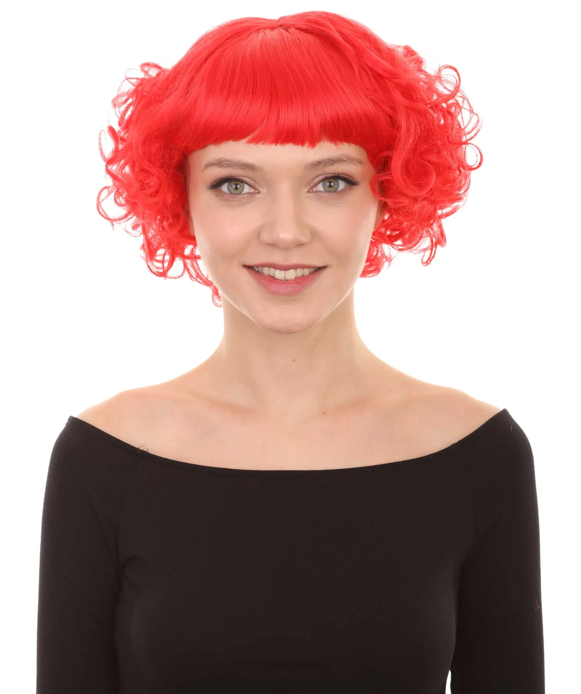 Women's Short Red Cute Curly Wavy Wig | Party Ready Fancy Cosplay Halloween Wig | Premium Breathable Capless Cap