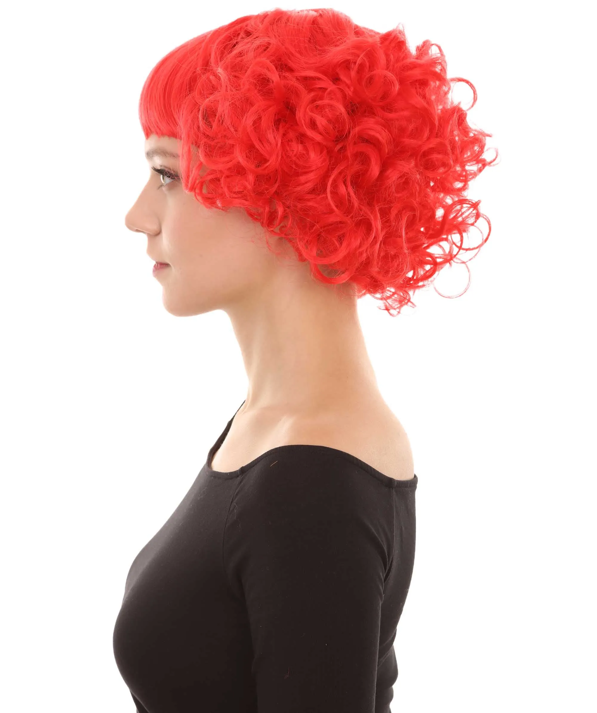 Women's Short Red Cute Curly Wavy Wig | Party Ready Fancy Cosplay Halloween Wig | Premium Breathable Capless Cap