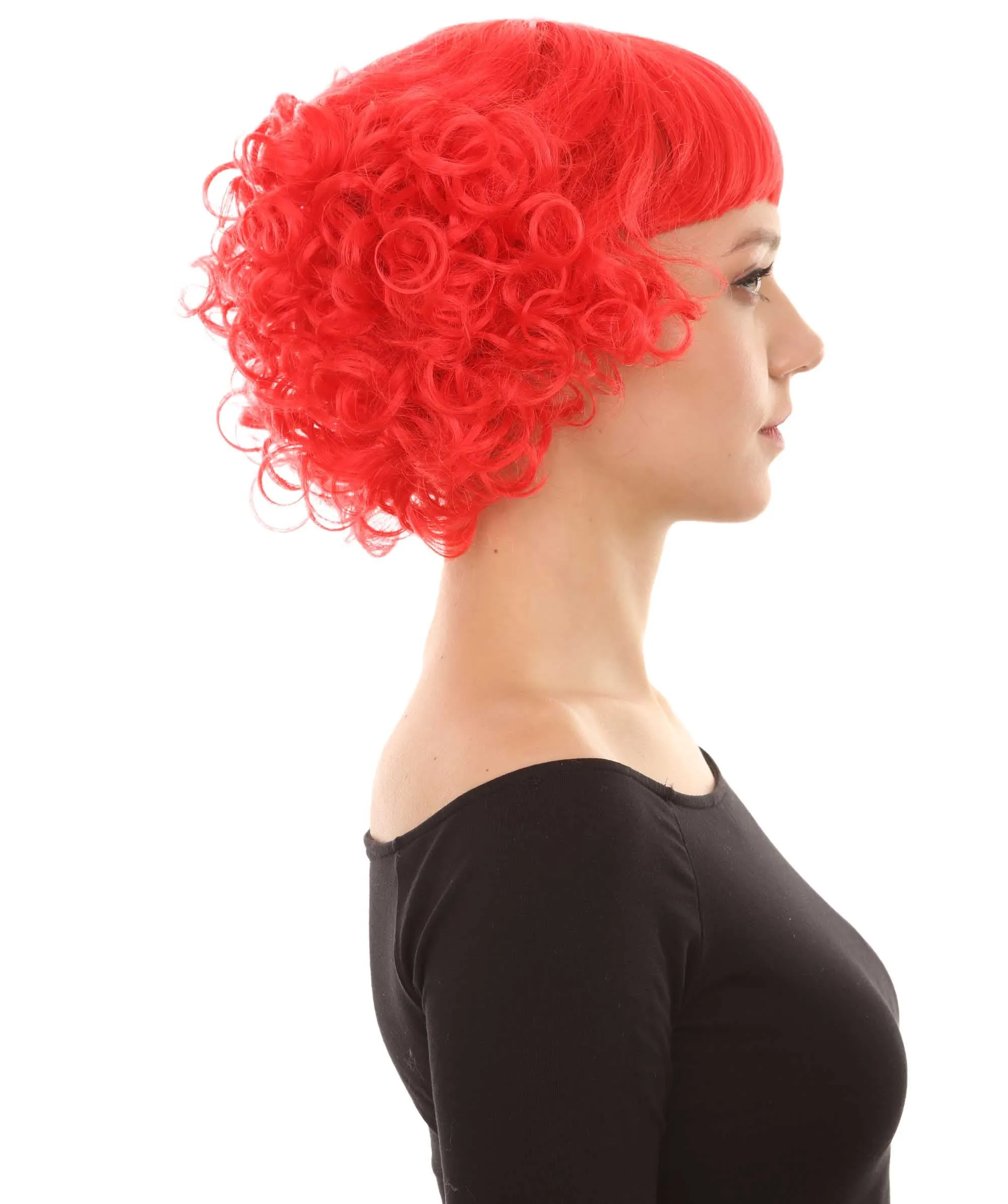 Women's Short Red Cute Curly Wavy Wig | Party Ready Fancy Cosplay Halloween Wig | Premium Breathable Capless Cap