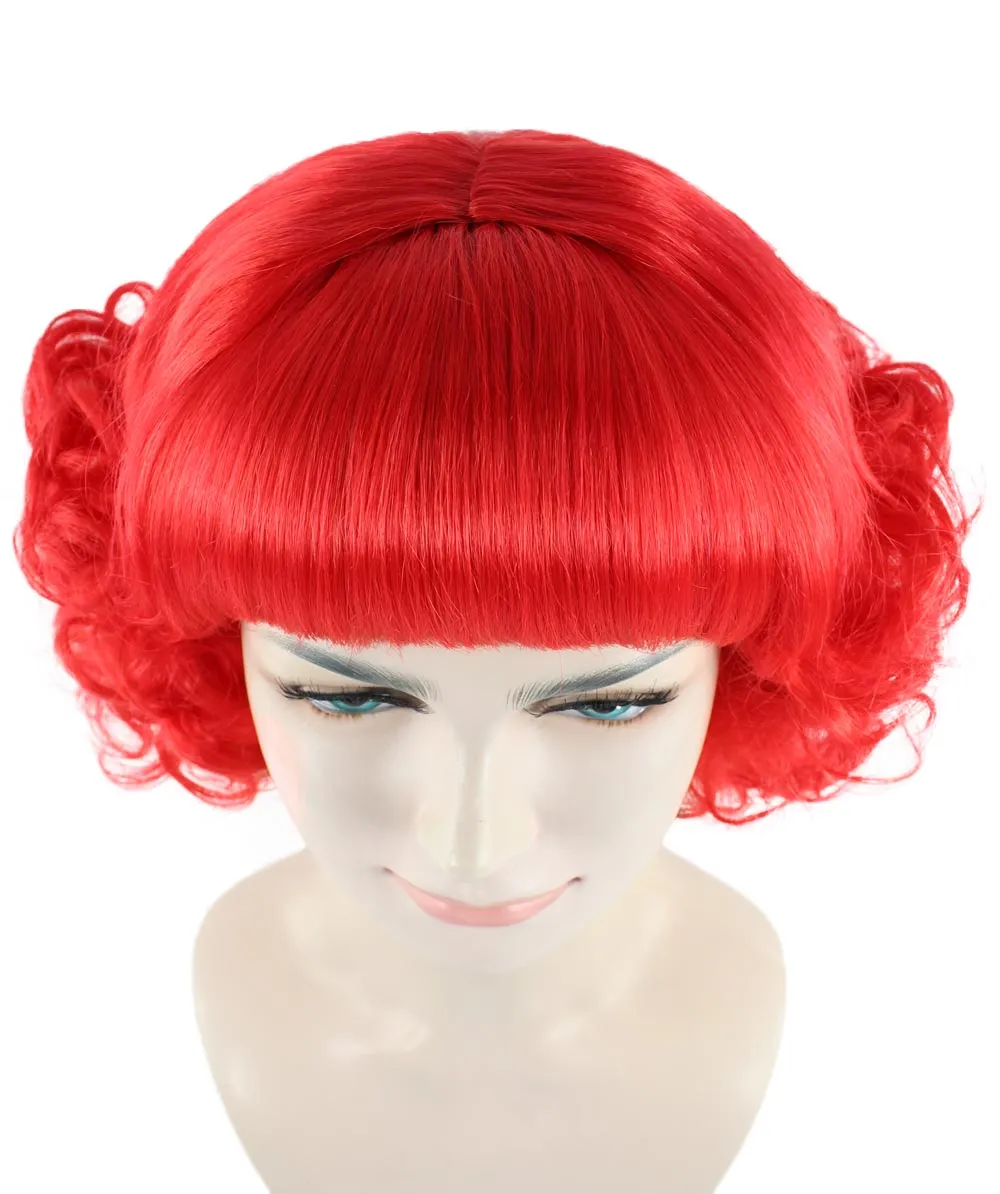 Women's Short Red Cute Curly Wavy Wig | Party Ready Fancy Cosplay Halloween Wig | Premium Breathable Capless Cap