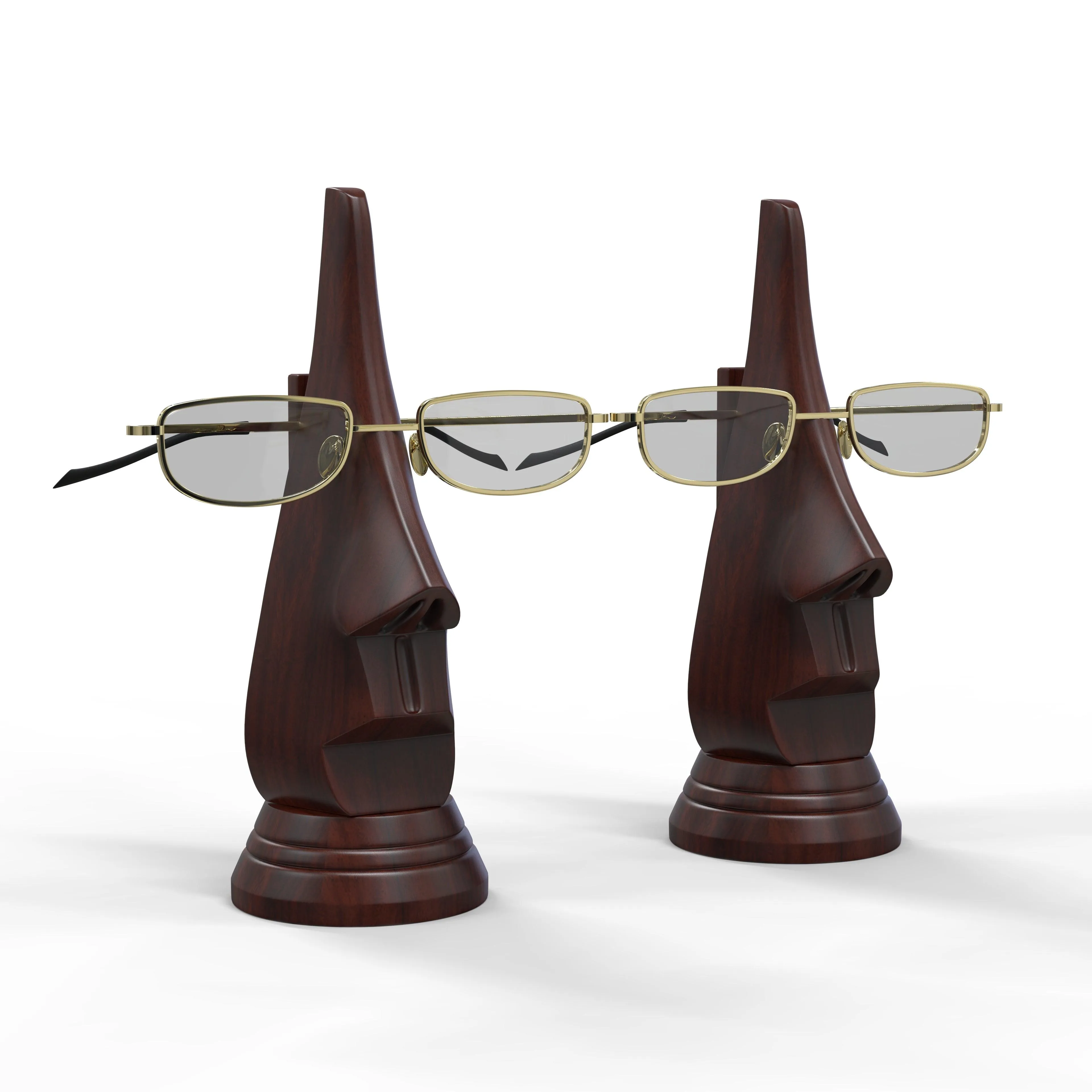 Wooden Twist Nose Shaped Spectacle Holder Specs Stand For Office Desktop