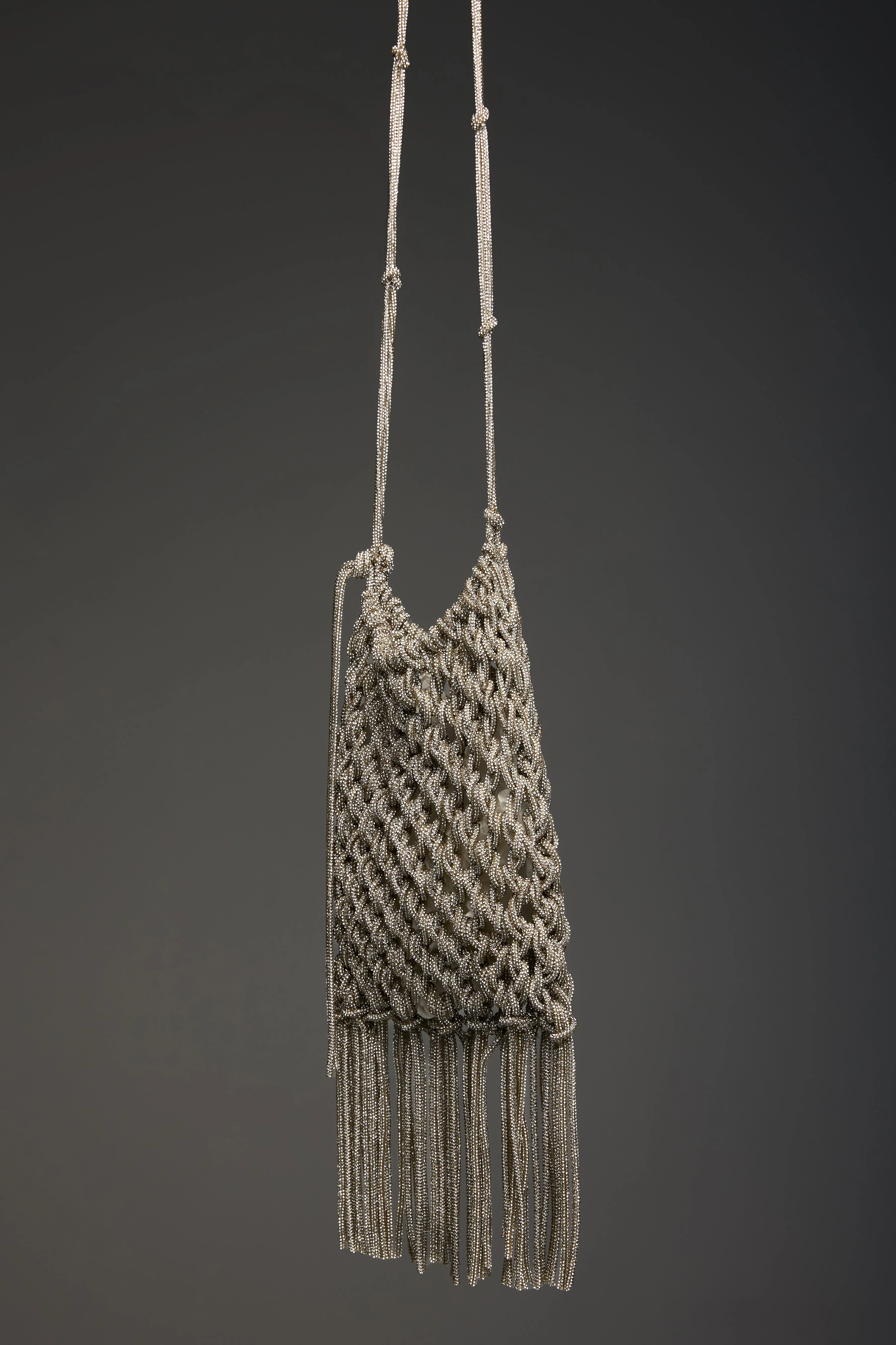 Woven Metallic Bag in Silver